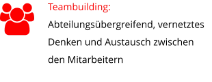 Teambuilding:  Abteilungsübergreifend, vernetztes Denken und Austausch zwischen den Mitarbeitern